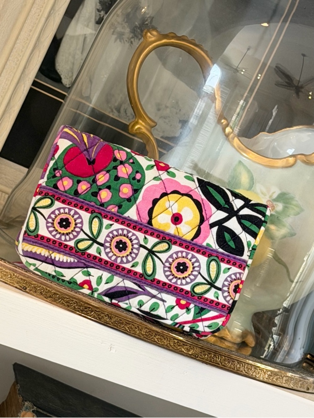 Vera Bradley Double ID Wallet. Retired Viva La Vera Floral (Purple/Green) EUC
